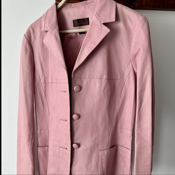 DANIER Pink Leather Blazer - Picture 1 of 8